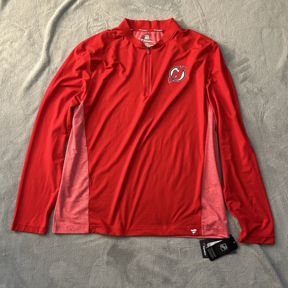 New Jersey Devils Mens Large Lightweight 1/4 Zip Pullover Fanatics NHL NWT